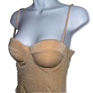 NEW Misha Gilda Bodysuit Champagne Beige Straps Underwire Women Size  10